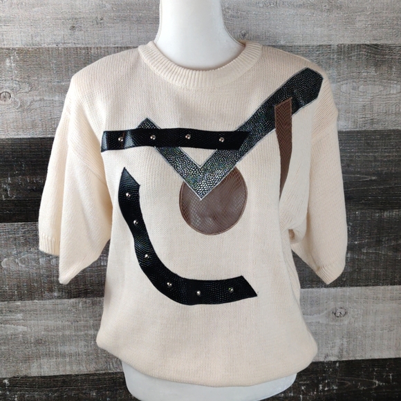 Vintage Deadstock 80's Maori Bee leather sweater - Picture 2 of 6